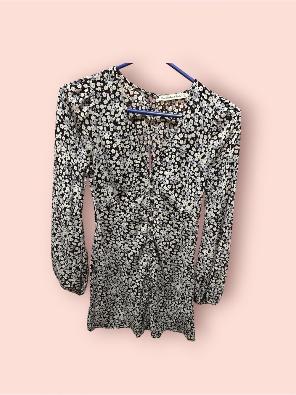 Abercrombie & Fitch Black and White Floral Long Sleeve Mini Dress